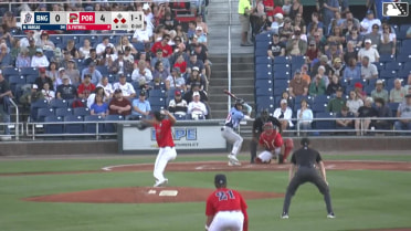 Marco Vargas out on a sacrifice fly to center fielder Miguel Bleis. Yohairo Cuevas scores.