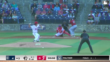 Yannic Walther singles on a ground ball to left fielder Nick Peoples. Alexander Frias scores.