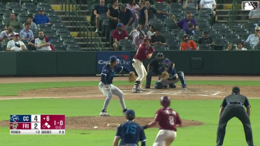 Rafe Perich doubles (18) on a fly ball to left fielder Trevor Austin. Dylan Dreiling scores. Arturo Disla to 3rd.