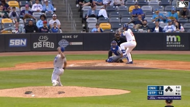 Aaron Sabato homers (13) on a fly ball to left center field.