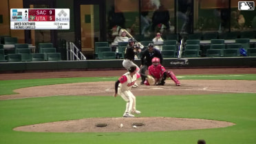 Thomas Gavello homers (1) on a fly ball to left field.