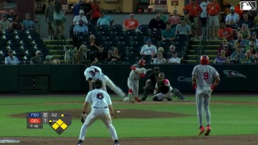 Cristhian Vaquero grounds into a double play, pitcher KK Clark to shortstop Jimmy Anderson to first baseman Félix Amparo. Coy James out at 2nd. Cristhian Vaquero out at 1st.