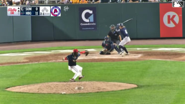 Cole Gabrielson homers (1) on a fly ball to center field.