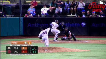 Kayson Cunningham doubles (4) on a sharp line drive to center fielder Cam Maldonado. Jakey Josepha scores.