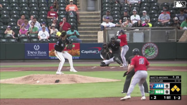 Bennett Hostetler out on a sacrifice fly to left fielder Enrique Bradfield Jr. Jonathon Long scores.