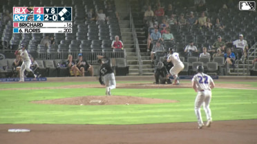 Juan Flores singles on a sharp line drive to left fielder Mark Coley II. Jake Munroe scores. Tucker Flint scores.