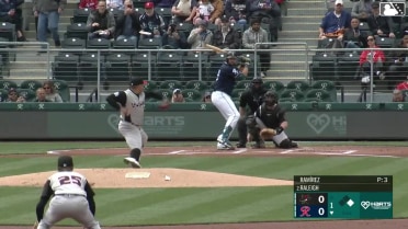 Cal Raleigh homers (1) on a fly ball to right field. Will Wilson scores.