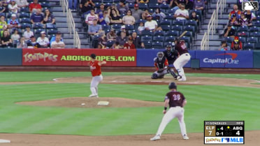 Jose Cordova triples (1) on a sharp line drive to center fielder Jase Bowen. Kyle McCann scores.