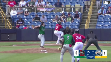 Juan Benjamin doubles (7) on a line drive to right fielder Jose Meza. Cannon Peebles scores. José Pirela to 3rd.