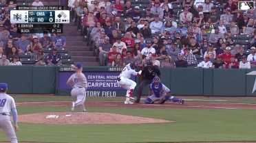 Termarr Johnson doubles (4) on a fly ball to right fielder Drew Waters. Mike Jarvis scores.