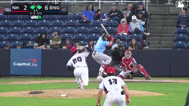 Tucker Toman singles on a sharp line drive to center fielder JT Benson. Carter Cunningham scores. J.R. Freethy to 3rd.