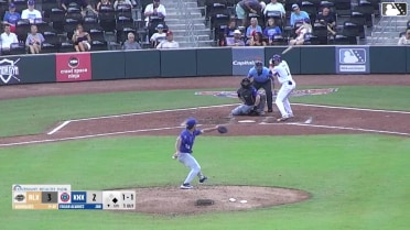 Karson Simas triples (4) on a sharp fly ball to left fielder Josh Adamczewski. Edgar Alvarez scores.
