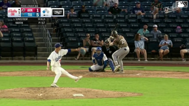 Jared Sundstrom doubles (11) on a sharp line drive to left fielder Josue De Paula. Caleb Cali scores.