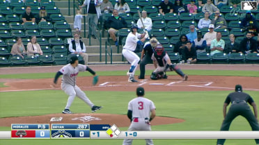Brooks Bryan hits a ground-rule double (11) on a fly ball down the right-field line. Henry Ramos scores.