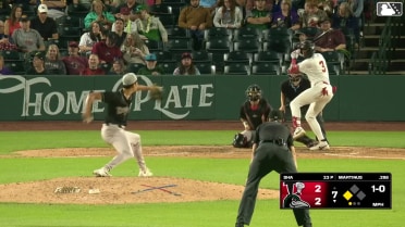 Mairo Martinus singles on a line drive to left fielder Jake Reinisch. Jaron Elkins scores.
