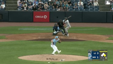 Dean Curley doubles (4) on a line drive to left fielder Hunter Dobbins. Jaison Chourio scores.