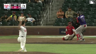 Charlie Condon doubles (18) on a line drive to left fielder Carlos Rodríguez. Conner Capel scores.