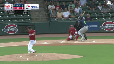 Chandler Pollard doubles (9) on a sharp fly ball to center fielder Enddy Azocar. Marcos Torres scores.