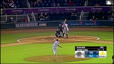 Dylan Jasso out on a sacrifice fly to left fielder Josh Adamczewski. Ryan Ignoffo scores.