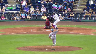 Kyle Karros singles on a line drive to left fielder Bryson Ware. Mike Antico scores. Andy Perez to 2nd.