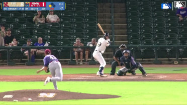 Connor Scott doubles (9) on a line drive to right fielder Yeison Morrobel. Daniel Vazquez scores.