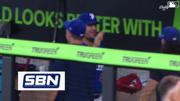 Aaron Sabato makes a catch after collision