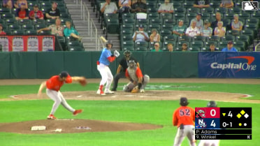 Patrick Winkel singles on a line drive to center fielder Miguel Bleis. Dub Gleed scores. Cutter Coffey to 3rd.