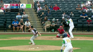 Kyle Nevin out on a sacrifice fly to center fielder Miguel Ugueto. Kendall George scores.