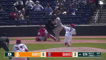 Cam Maldonado doubles (2) on a fly ball to center fielder Kevyn Castillo. Lorenzo Meola scores.