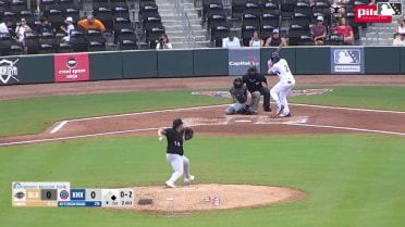 Jefferson Rojas doubles (13) on a sharp line drive to left fielder Josh Adamczewski. Drew Bowser scores.