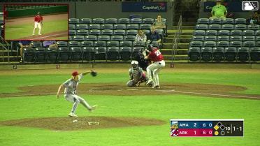 Jared Sundstrom out on a sacrifice fly to left fielder Junior Franco. Josh Caron scores.