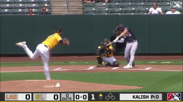 Kevin Smith hits a leadoff home run to right-center