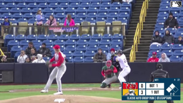 Luke Hill out on a sacrifice fly to center fielder Kasen Wells. Aaron Walton scores.