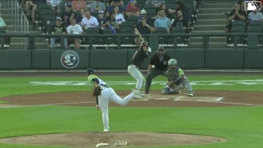 Jake Fox triples (2) on a line drive to center fielder Jace Avina. Dean Curley scores.