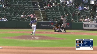 Lizandro Espinoza homers (1) on a fly ball to left field.