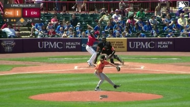 Thayron Liranzo singles on a ground ball to right fielder Thomas Sosa. John Peck scores. Thayron Liranzo to 2nd.
