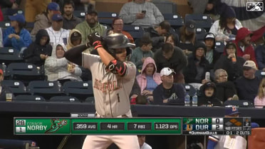 Connor Norby hits a three-run home run