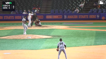 Yohairo Cuevas triples (1) on a sharp line drive to center fielder Brian Sanchez.