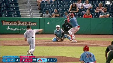Alirio Ferrebus singles on a line drive to left fielder Luis Leon. Robert Phelps scores. Griffin Burkholder to 3rd. Nathan Humphreys to 2nd.