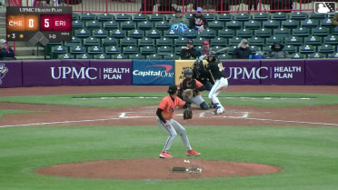 John Peck homers (6) on a fly ball to right center field.