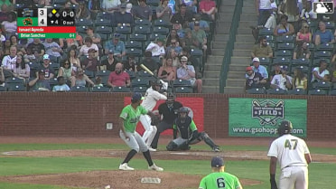 Brian Sanchez doubles (8) on a sharp line drive to right fielder Yeison Morrobel. Tony Blanco Jr. scores.