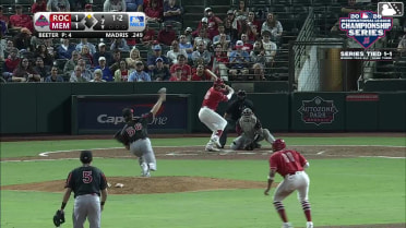 Bligh Madris doubles (1) on a line drive to right fielder Leandro Pineda. Ramon Mendoza scores.