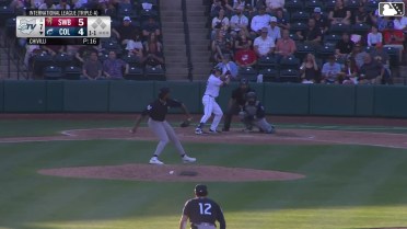 Joe Lampe homers (1) on a fly ball to right center field.