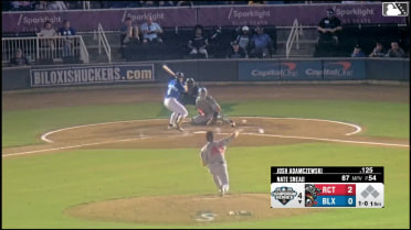 Josh Adamczewski homers (1) on a fly ball to left center field.