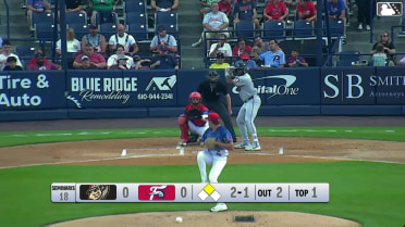Callan Moss singles on a line drive to center fielder Pedro León. Derek Berg scores.