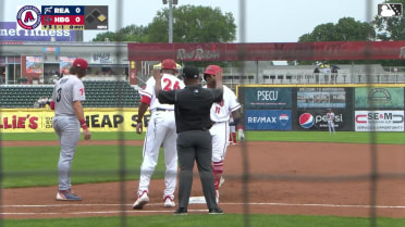 Delino DeShields' first hit with Harrisburg