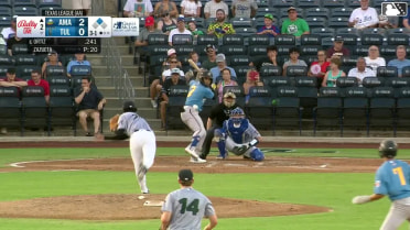 Angel Ortiz doubles (17) on a ground ball to right fielder Kole Myers. Druw Jones scores.