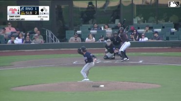 Jeimer Candelario singles on a ground ball to right fielder Angel Ortiz. Ben Gobbel scores.