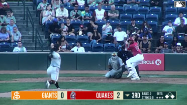 Kendrey Maduro out on a sacrifice fly to left fielder Broedy Poppell. Hayden Alvarez scores.