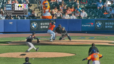 Matt Rudick singles on a line drive to right fielder Ernesto Martinez Jr. Nick Morabito scores.